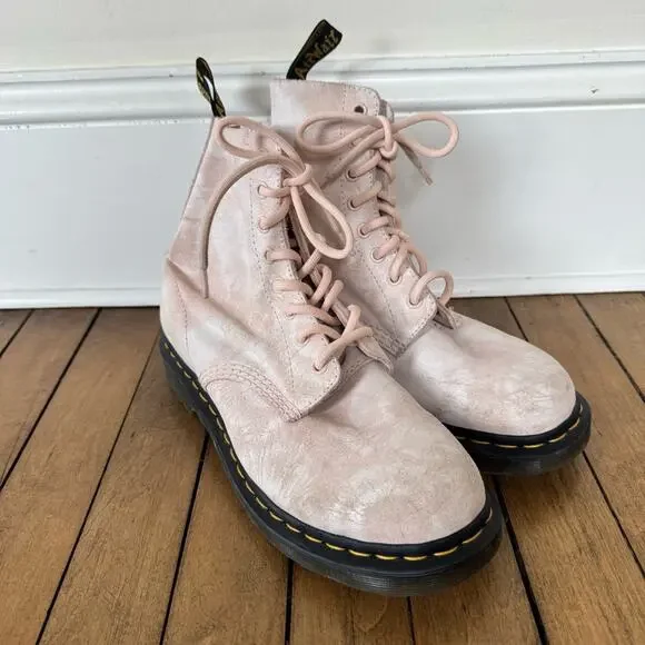 Dr. Martens 1460 Pascal Light Pink Tie Dye Suede Combat Boots 8 - Picture 5 of 12